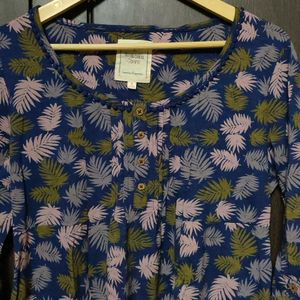 Beacan Cove Blue Green Palm Print Mini Dress