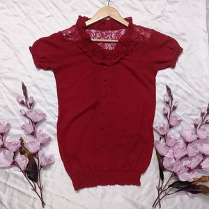 Maroon Ruffled Top