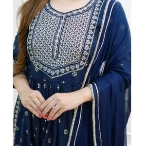 Women Printed Rayon Embroidery Kurta Set