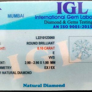 Natural White Diamond 0.10 Carat (Round Shape)