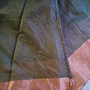 Copper Zari Border Dark Olive Saree