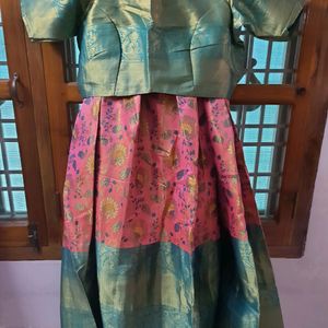 Pattu lehenga Full Stitched Rose Pink Color