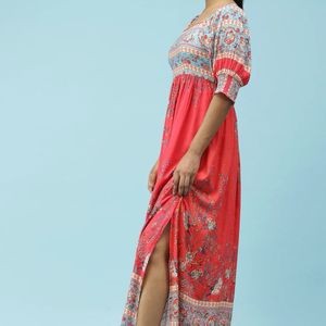 LABEL RITU KUMARPINK FLORAL PRINTED MAXI DRESS