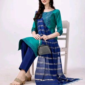 Peacock Blue Duppata Set