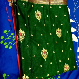 Green Colour Silk Saree_festival Wear