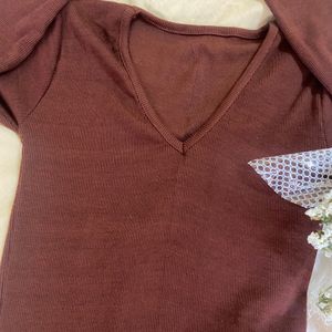 Coffee Brown Wool Top