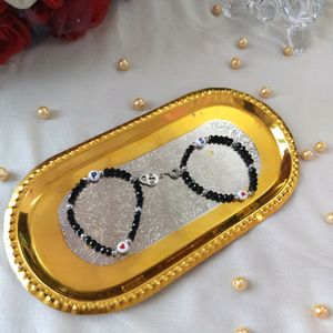 Cute Heart Lock And Key Couple Bracelet In Black