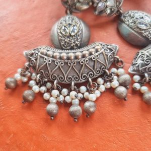 Stones And Pearls Studded Large Replica Chandbali