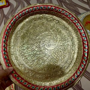 Pooja Thali Minakari Decorated Steel Plate (2)