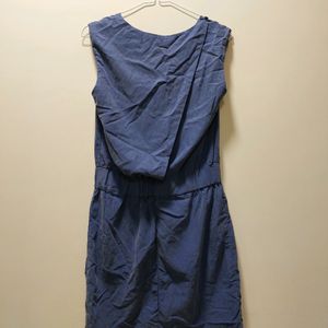 Smart Blue Sleeveless Korean Dress