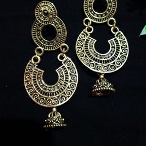 Gold Plated Long Earrings Traditional