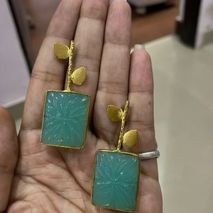 Aqua Blue Stone Earrings