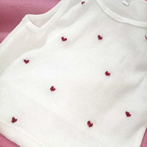 Y2K Heart Hand Embroidery Top