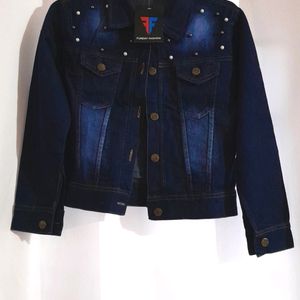 Navy Blue Denim Overcoat For Women