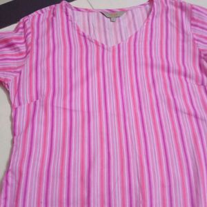 Pink & White Striped Kurta