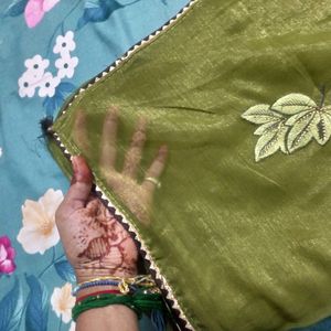 Olive Green Soft Chiifon Saree