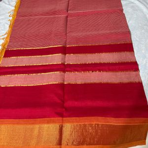 Red Yellow Combination Pattu Saree