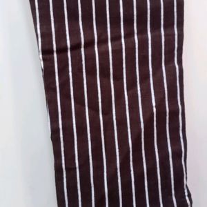 Printed White Striped Brown Pants (Women) #STUDIO