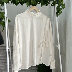 Ruffled Neck Korean Blouse