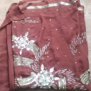 Beautiful Saree with sliver Design