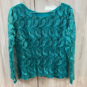 Beautiful Lace Top With Net Sleeves + Lining