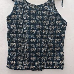 Elephant Ethnic Print Tie Top