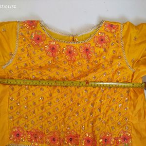 Golden Yellow And Peach Lehenga Set