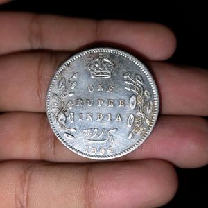 1906 One Rupee Silver Coin