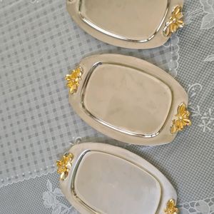 3 Piece Set of Silvery Snack Trays