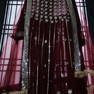 New Maroon Partywear Gown