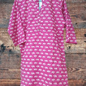 Light Weight Cotton Cambric Elephant Print Kurta