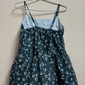 Dark Green Floral Sleeveless Top