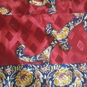 Reddish Maroon Kalamkari Design Silkish Saree