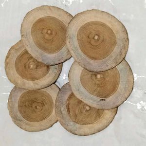 Natural Raw Wood Discs  For Coaster (6 Pc)