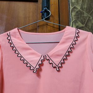 Peach Formal Collar Top -2d Design