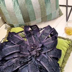 The Black Flower Top With Green Skirt Set