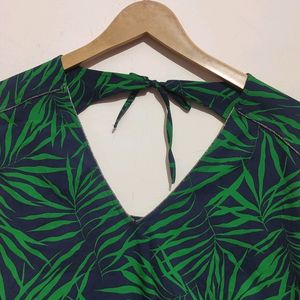 Green Leaves Print Top For Girl Or Women