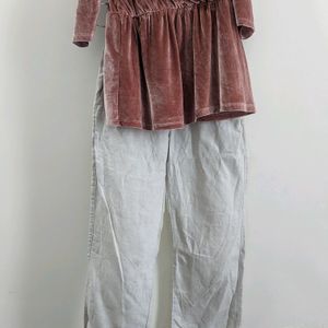 Dusty Pink Velvet Wrap Top