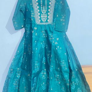 Green Coloured Anarkali Palazzo Dupatta Set Size S