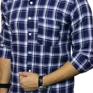 Navy Blue Checks Shirt