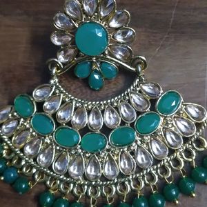 Green And Gold Kundan Earrings