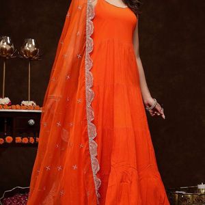 Orange Party Wear Kurta Set