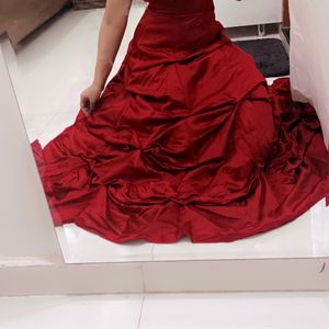 Mahroon Flared Princess Gown