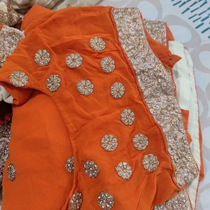 Beautiful Orange Colour Georgette Saree