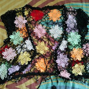 Multicolor Floral Crop Shrug