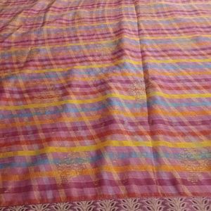 Pink Lehriya Printed Saree With Blouse