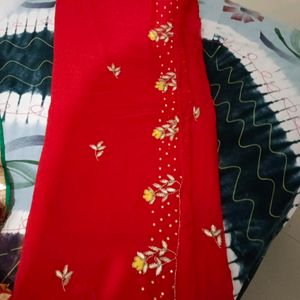 red saree with heavy work butta no single use