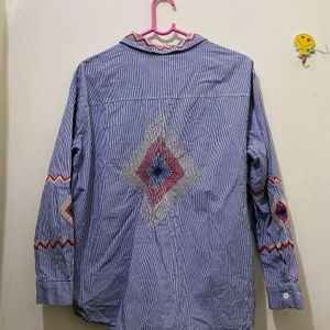 Embroidery Striped Shirt Fits 36-40