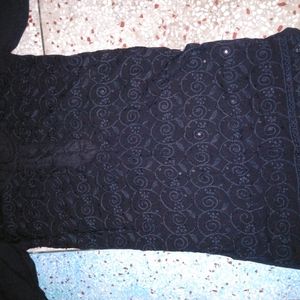 Black Embroidered Kurta For Women