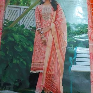 Unstitched Full Suit Set With Dupatta